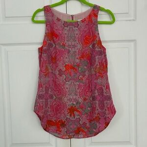 [ NWOT ] CAbi Pink and Red Paisley Sleeveless Blouse